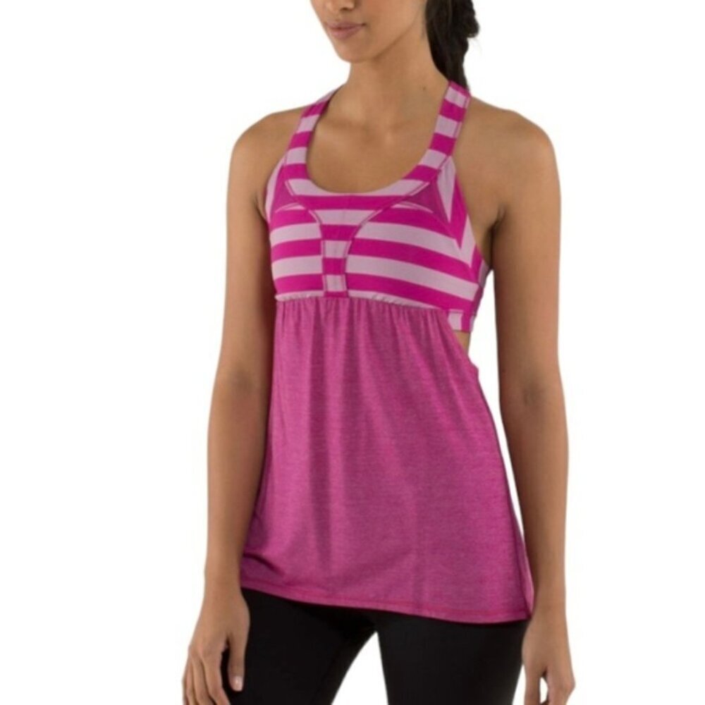 Lululemon 2-In-Run TankHeathered Raspberry / Micro Macro Stripe Raspberry - Picture 3 of 12